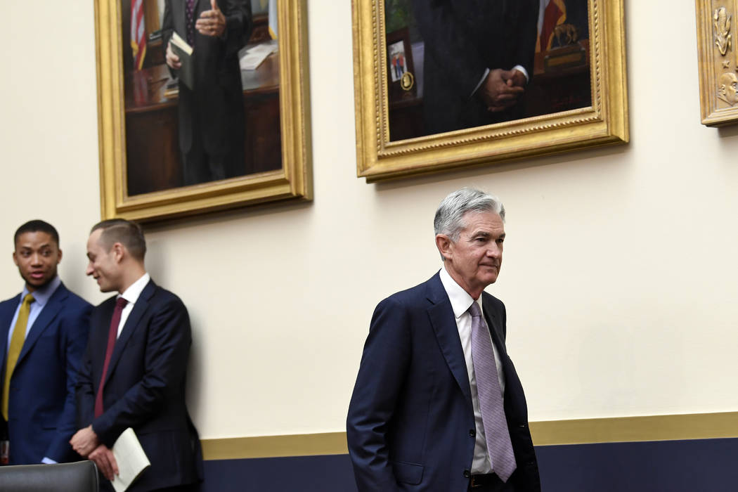 Federal Reserve Chairman Jerome Powell arrives to testify before the House Financial Services C ...