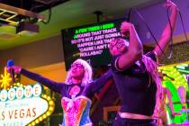 Xstal Yumi, right, and MC Primrose Martin perform Gwen Stefani's "Hollaback Girl" at ...