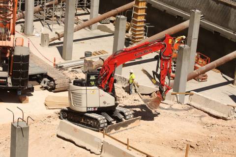 Construction of the the expansion of Showcase Mall continues on July 12, 2019 in Las Vegas.(Mic ...