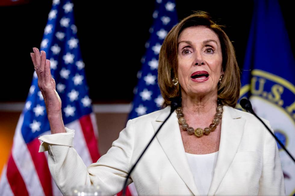 House Speaker Nancy Pelosi of Calif. meets with reporters on Capitol Hill in Washington, Thursd ...