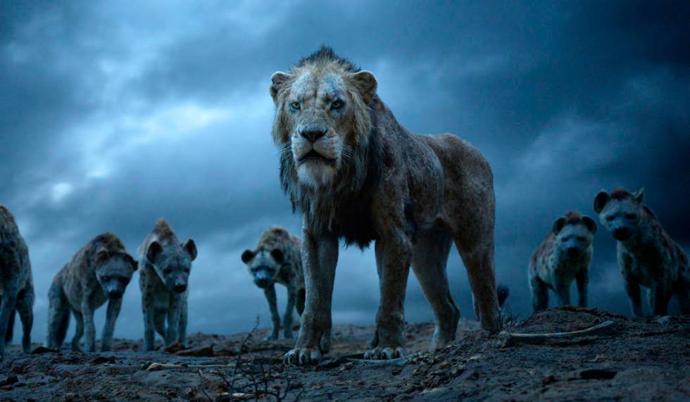 This image released by Disney shows Scar, voiced by Chiwetel Ejiofor, in a scene from "The Lion ...