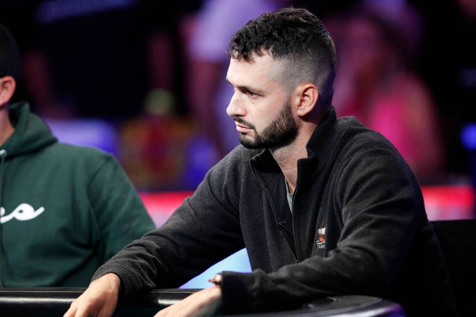 Alex Livingston on the second day of the main event final table at the World Series of Poker to ...