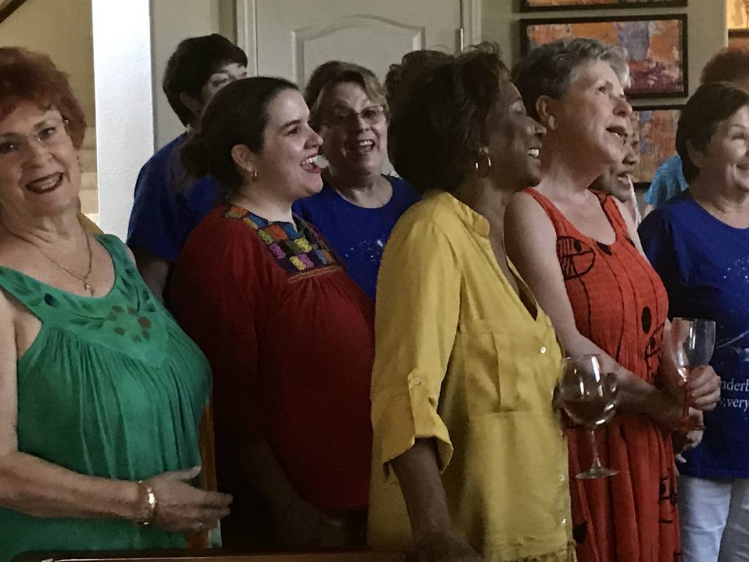 Members of the Lady Luck Showtime Chorus sing Saturday, July 13, 2019, at Jennifer Ringler’s ...