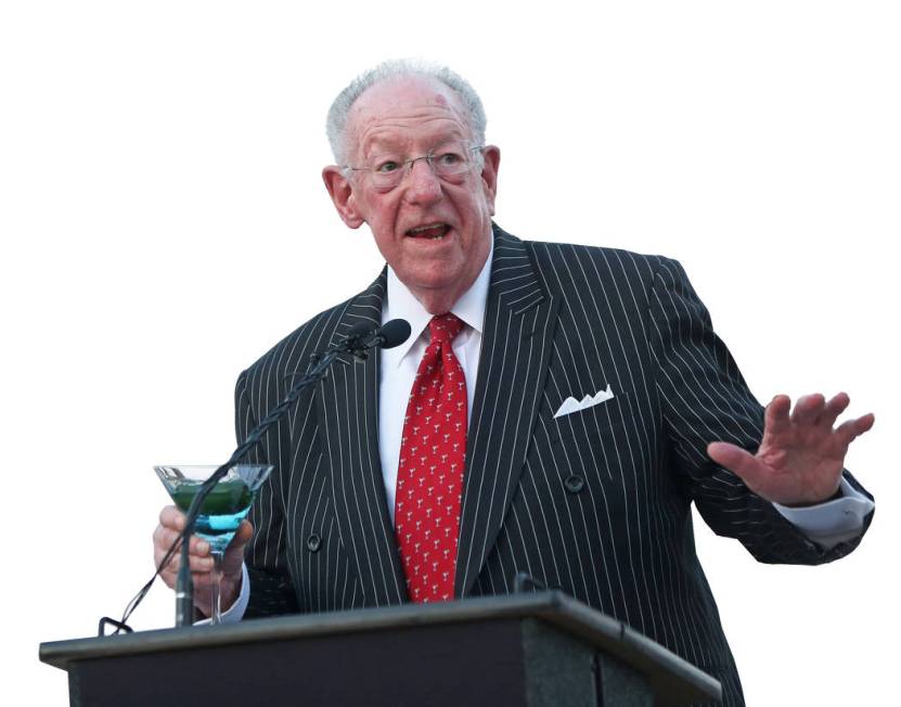 Former Las Vegas Mayor Oscar Goodman speaks during a dedication ceremony for the city's new gat ...