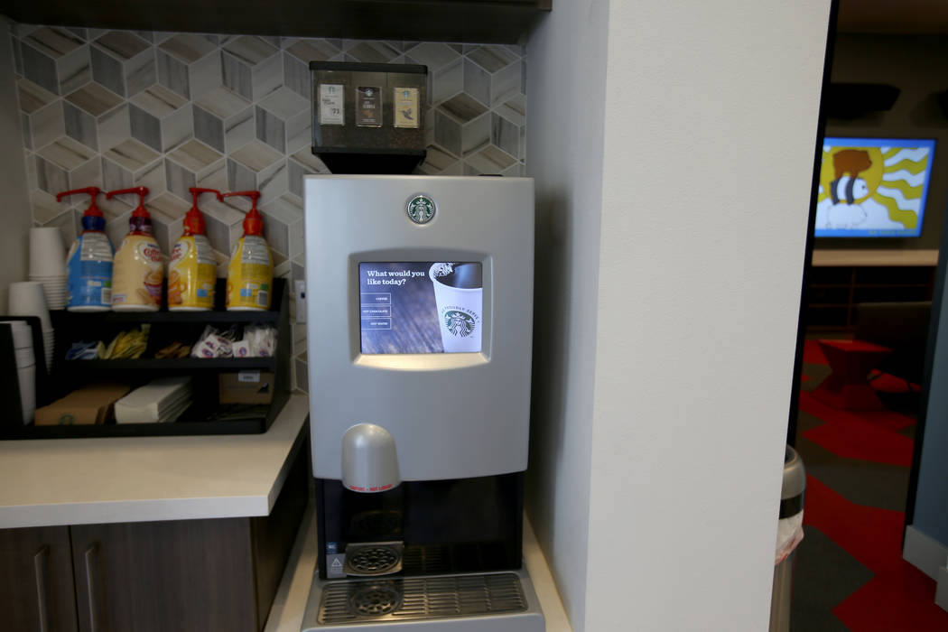 Free Starbucks coffee in the Cyber Cafe at The Degree, a recently-opened 226-unit on-campus stu ...