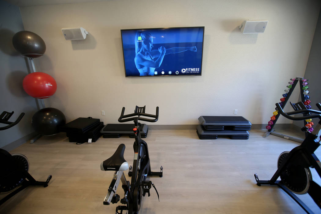 The Fitness on Demand room in the fitness area at The Degree, a recently-opened 226-unit on-cam ...