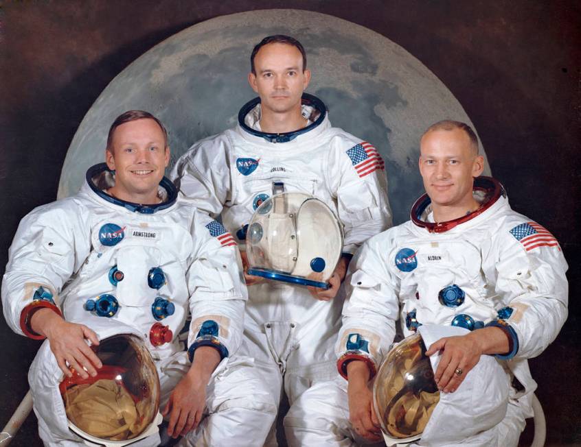 This March 30, 1969 photo made available by NASA shows the crew of the Apollo 11, from left, Ne ...