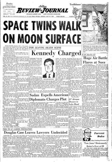 The Las Vegas Review-Journal front page published on Monday, July 21, 1969.