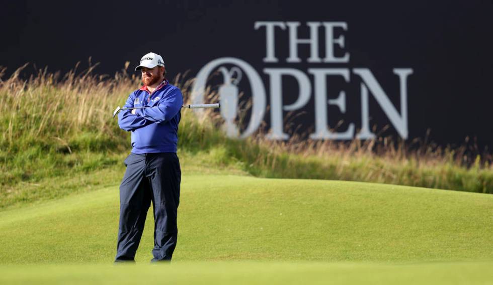 JB Holmes of the US plays on the 18th hole during the first round of the British Open Golf Cham ...