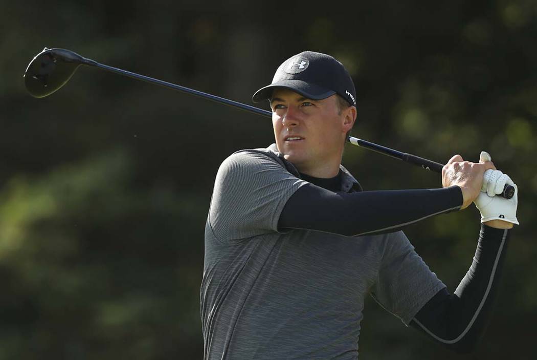 Jordan Spieth of the United States plays his tee shot on the 5th hole during the second round o ...