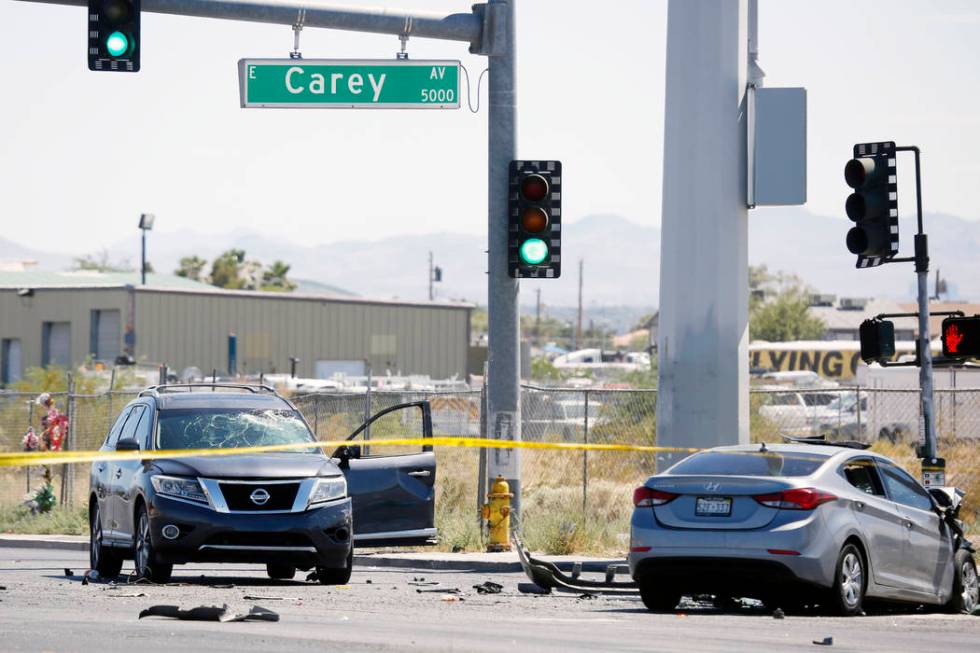 At least one person was killed in a multi-vehicle crash at the intersection of Nellis Boulevard ...