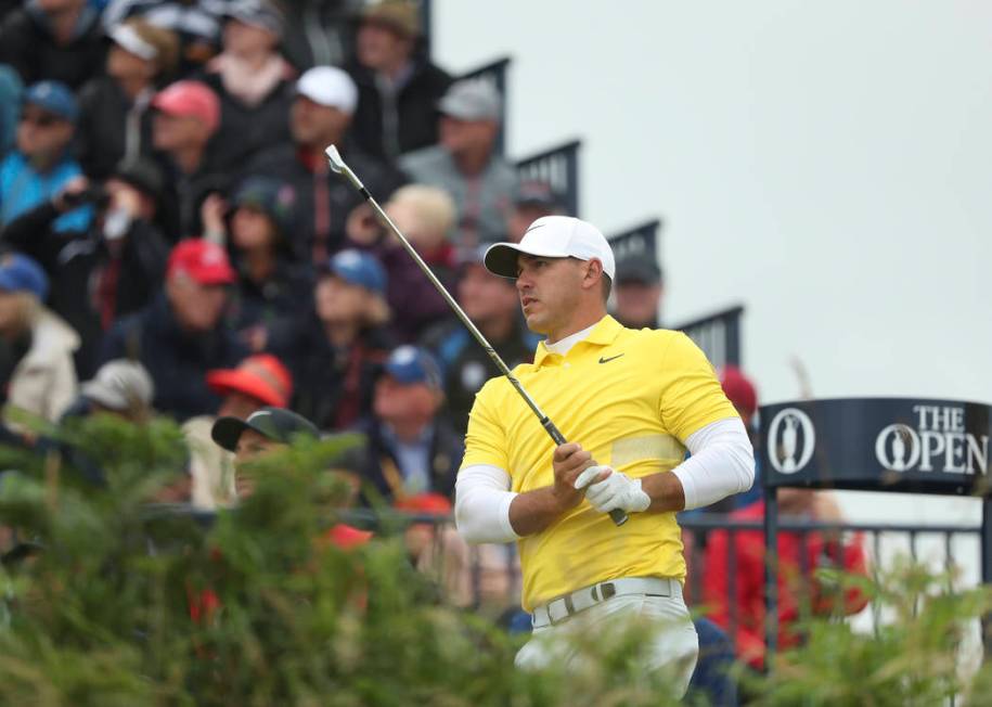 Brooks Koepka of the United States plays from the 3rd tee during the final round of the British ...