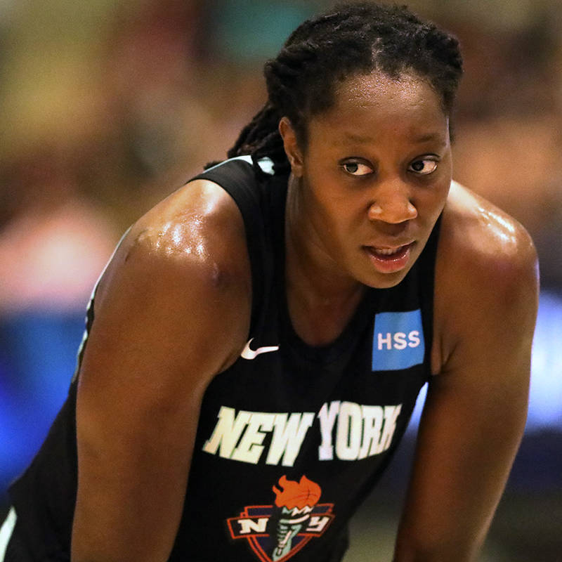 New York Liberty's Tina Charles #31 in action against the Los Angeles Sparks during a WNBA bask ...