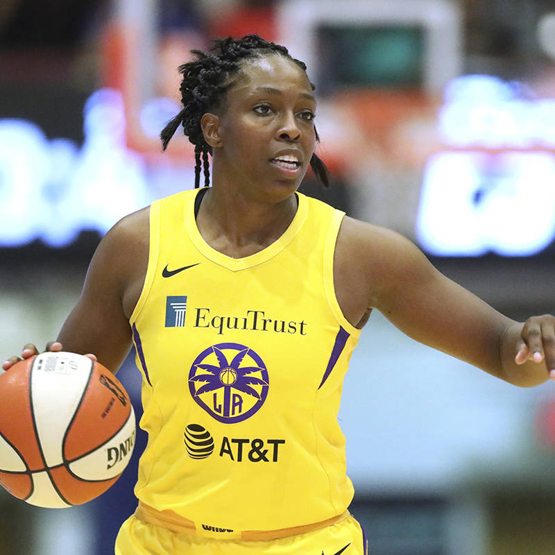 Los Angeles Sparks Chelsea Gray #12 in action against the New York Liberty during a WNBA basket ...