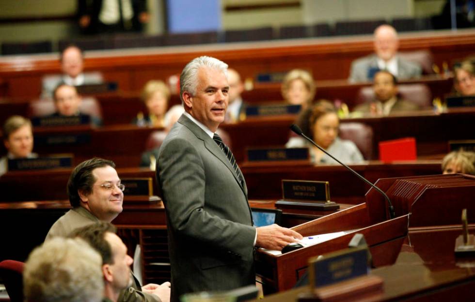 U.S. Sen. John Ensign, R-Nev., addresses the Nevada Legislature at the State Legislative Buildi ...