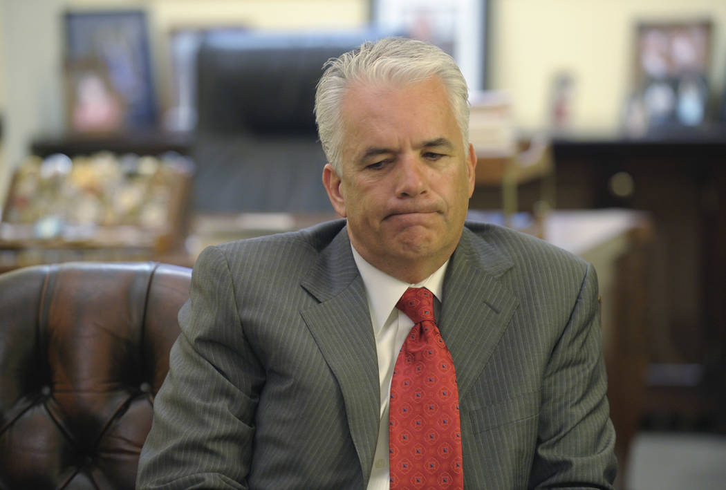 Former U.S. Sen. John Ensign, R-Nev., is shown during an interview in his office in the Russell ...