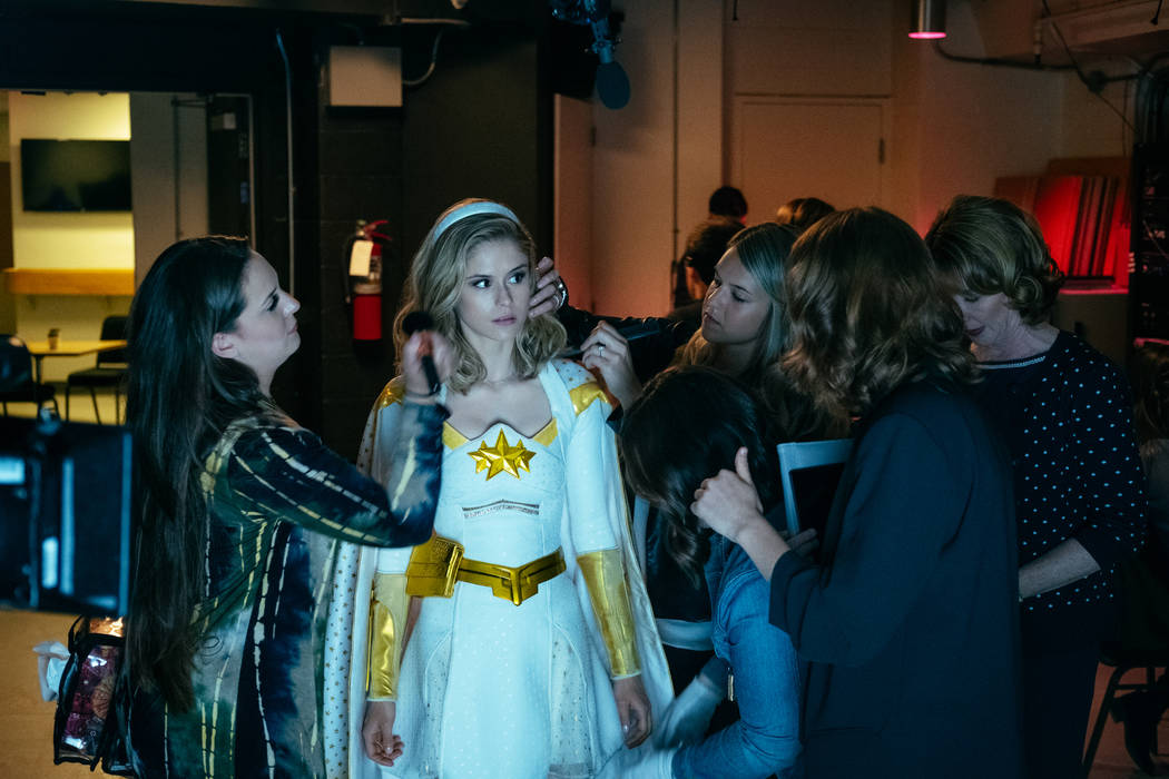 Erin Moriarty prepares for a public appearance as Starlight in Amazon Prime's "The Boys." (Jan ...