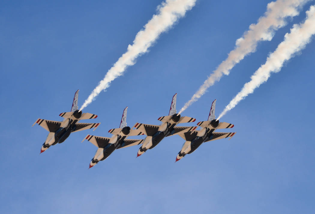 The United States Air Force Thunderbirds perform during Aviation Nation 2017 at Nellis Air Forc ...