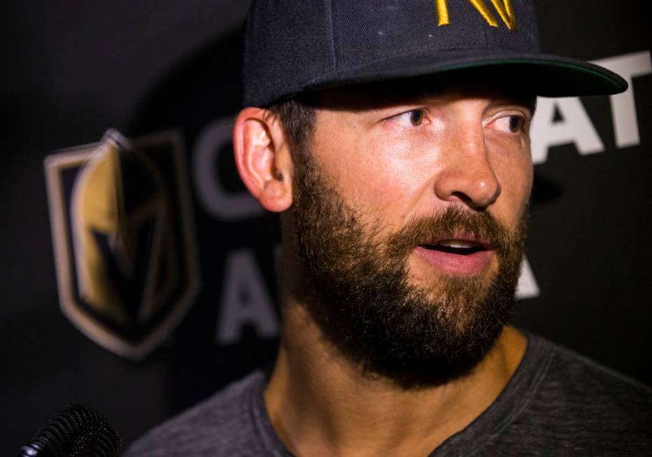 Golden Knights defenseman Deryk Engelland talks about his contract at City National Arena in La ...