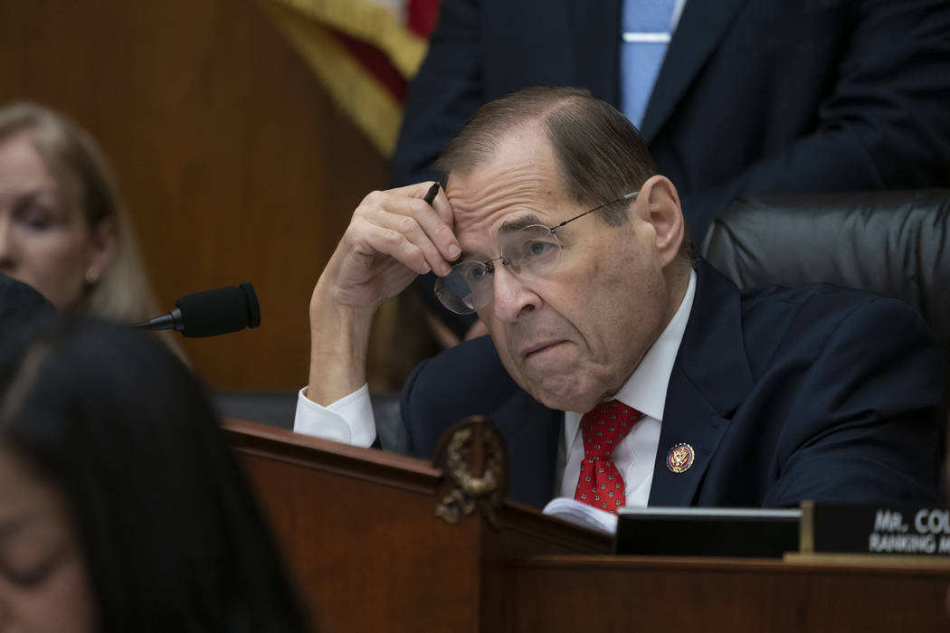 House Judiciary Committee Chairman Jerrold Nadler, D-N.Y., listens as former special counsel Ro ...