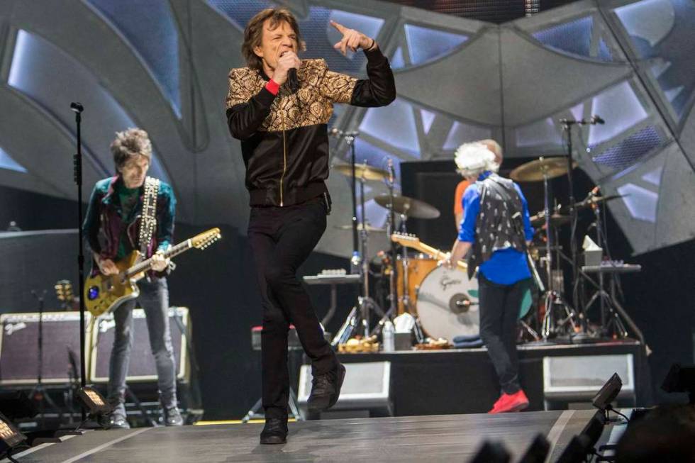 The Rolling Stones perform during their ZIP CODE tour at the T-Mobile Arena in Las Vegas on Sat ...