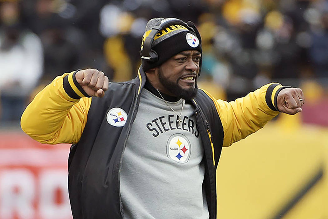 Pittsburgh Steelers head coach Mike Tomlin reacts on the sideline during the first half of an A ...