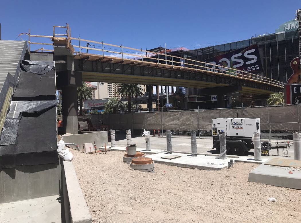 Las Vegas Boulevard will close to traffic overnight next week as work on a pedestrian bridge co ...