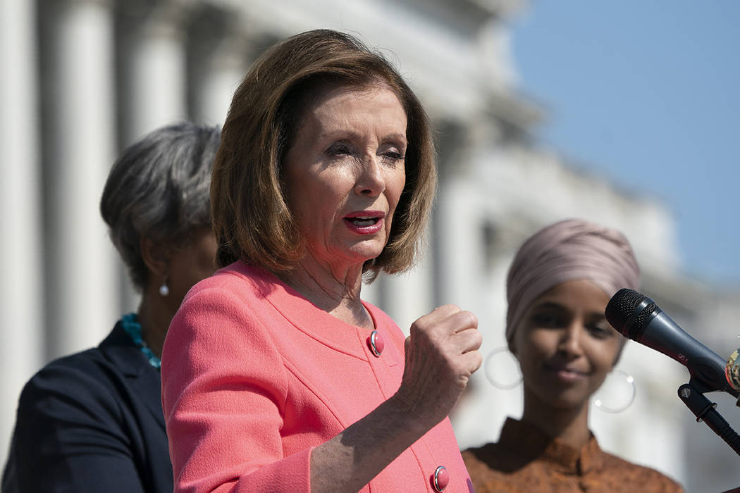 Speaker of the House Nancy Pelosi, D-Calif., and the Democratic Caucus hold an event on the Hou ...