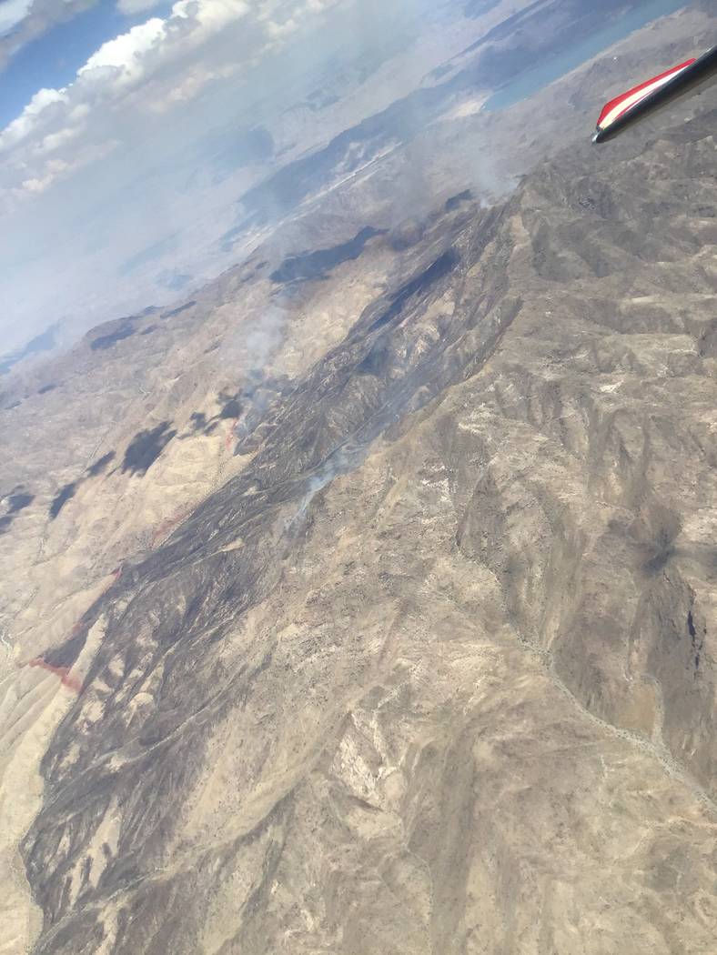 The 3,600-acre Bonelli Peak Fire is burning just east of the Lake Mead National Recreation Area ...