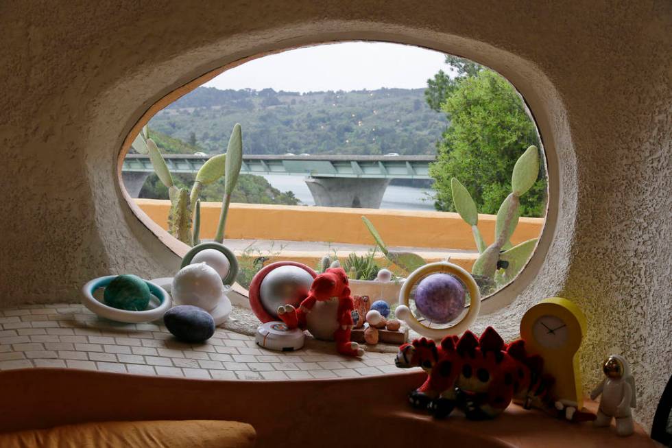 In this photo taken Monday, April 1, 2019, a window in a sunken room called "The Happy Pla ...