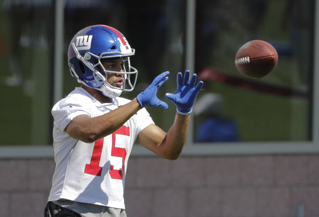 In a Tuesday, June 4, 2019 file photo, New York Giants' Golden Tate runs a drill during an NFL ...