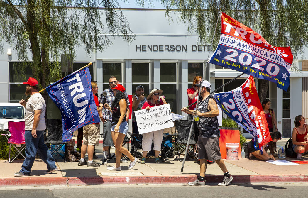 Counter protesters make an appearance as Red Rage Protest for Kids in Cages supported by Haven ...