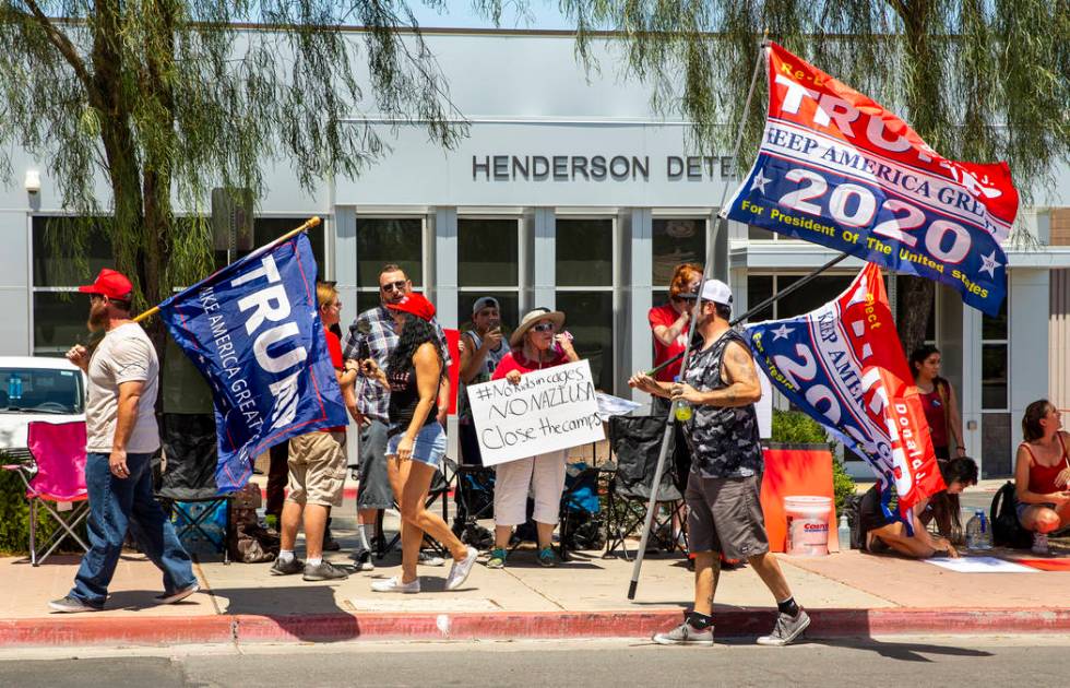 Counter protesters make an appearance as Red Rage Protest for Kids in Cages supported by Haven ...