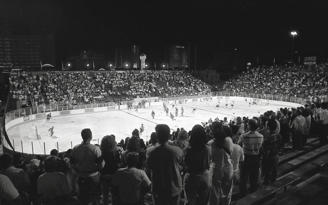 Scenes from an outdoor NHL exhibition game between the New York Rangers and the Los Angeles Kin ...