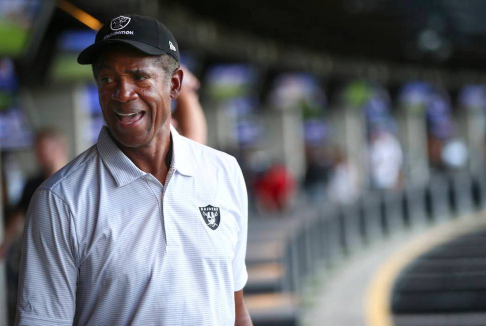 Former Oakland Raiders cornerback Mike Haynes reacts during the Raiders Foundation "Celebr ...