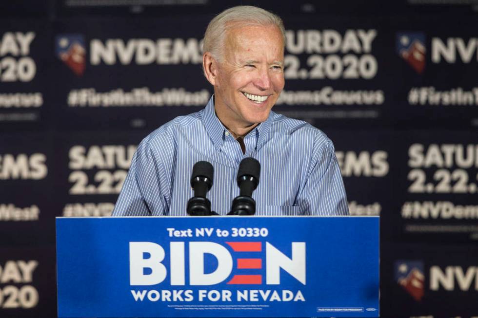 Democratic presidential candidate former Vice President Joe Biden speaks during Local Brews and ...