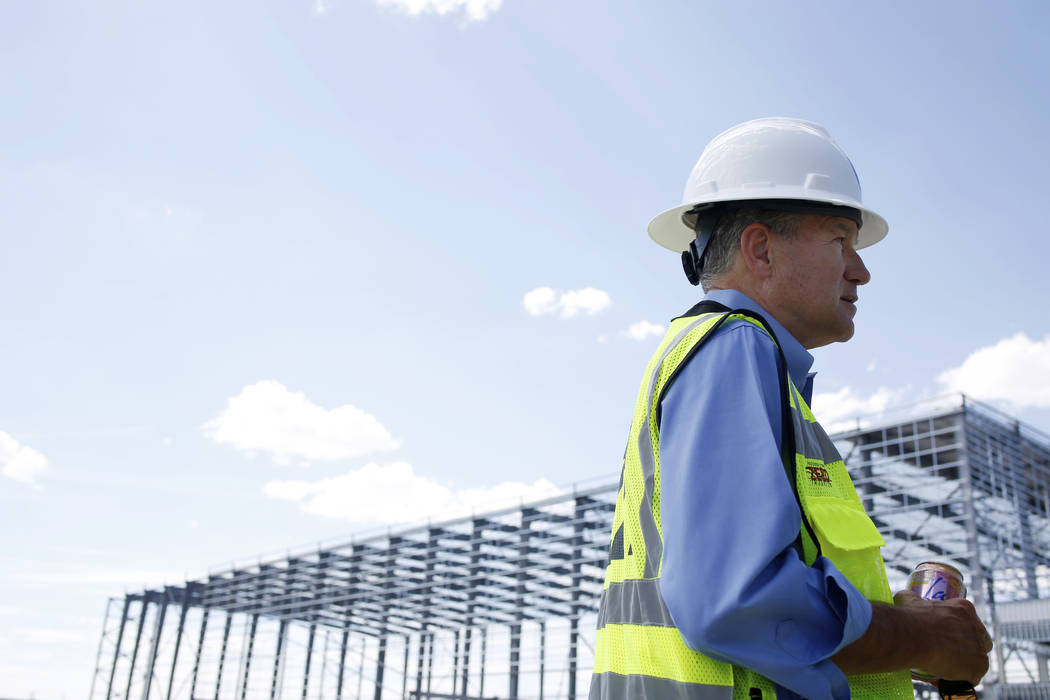 Don Webb, chief operating officer of the Las Vegas Stadium Co., gives a tour at the Raiders' he ...