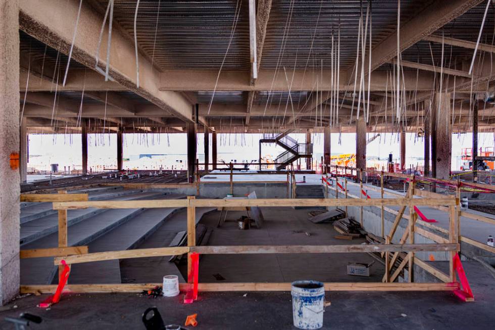 A future theatre on the first floor of the Raiders' headquarters construction site in Henderson ...