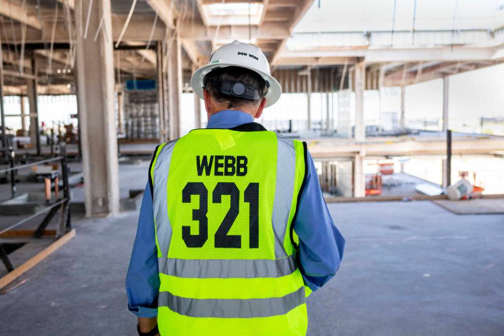 Don Webb, chief operating officer of the Las Vegas Stadium Co., gives a tour of the Raiders' he ...