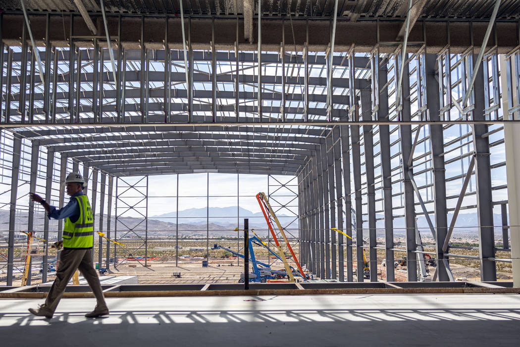 Don Webb, chief operating officer of the Las Vegas Stadium Co., gives a tour of the Raiders' he ...