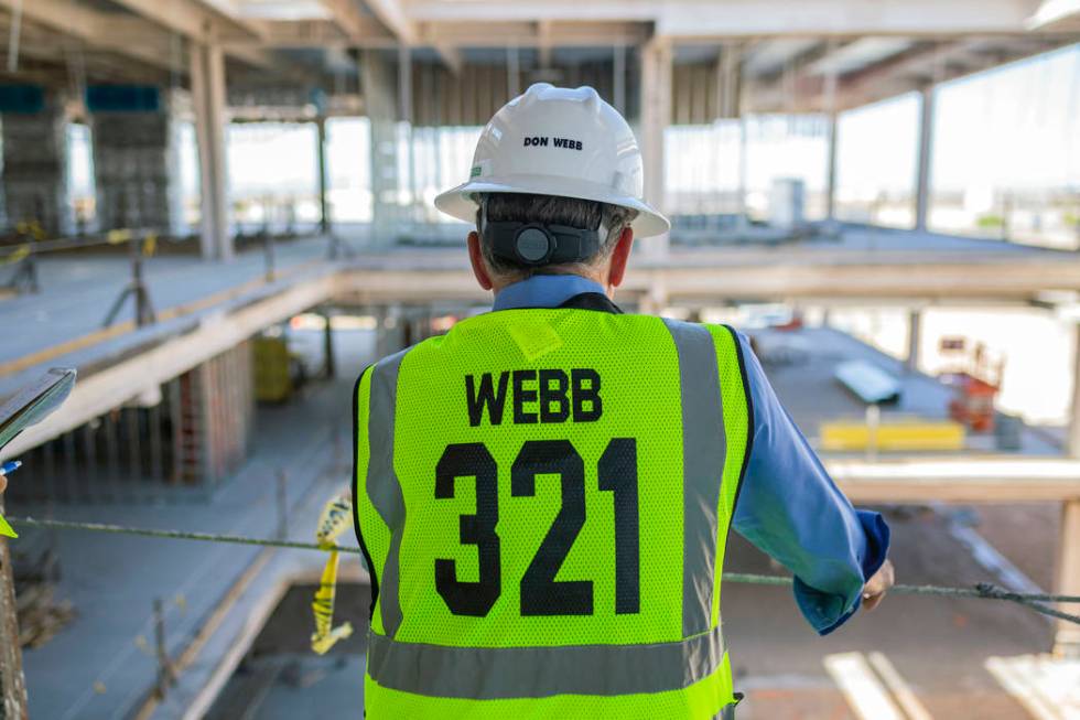 Don Webb, chief operating officer of the Las Vegas Stadium Co., gives a tour of the Raiders' he ...