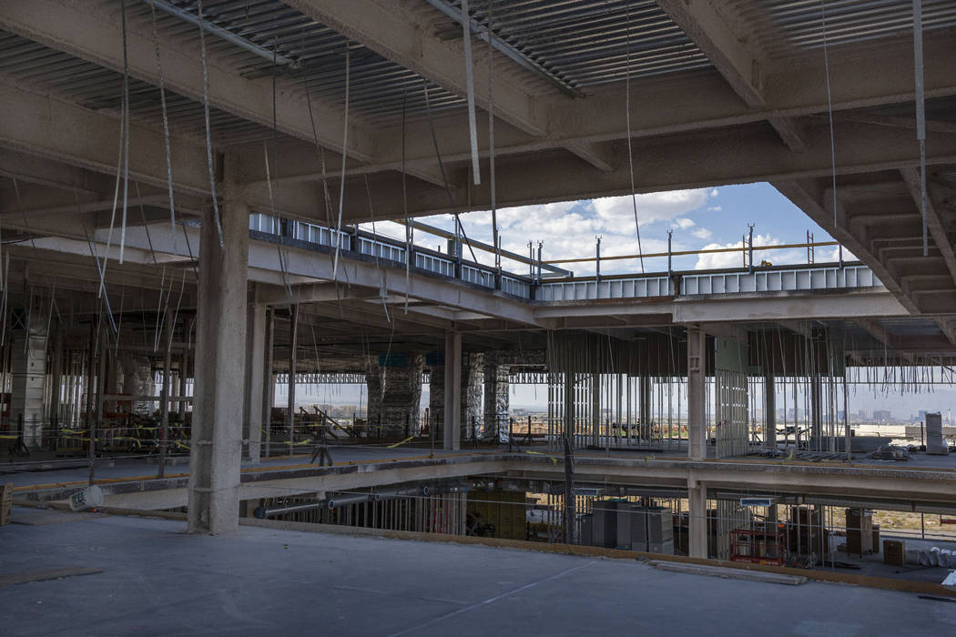 A view of future offices, theatre, production room and cafe at the Raiders' headquarters constr ...