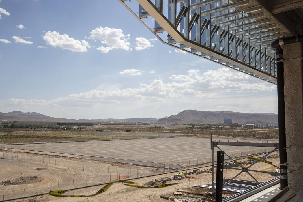 A view of the future natural turf that is as large as three football fields at the Raiders' hea ...