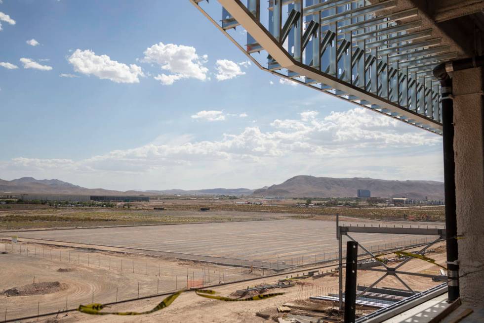 A view of the future natural turf that is as large as three football fields at the Raiders' hea ...