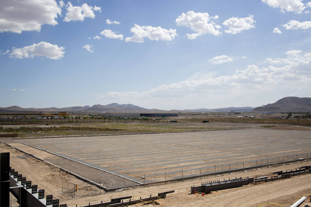 A view of the future natural turf that is as large as three football fields at the Raiders' hea ...