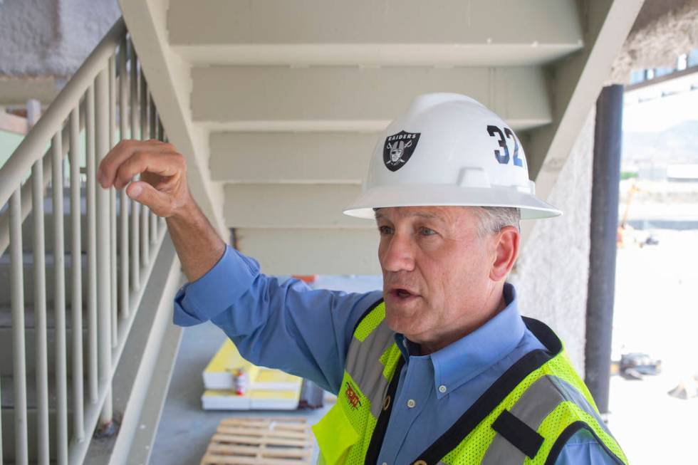 Don Webb, chief operating officer of the Las Vegas Stadium Co., gives a tour of the Raiders' he ...