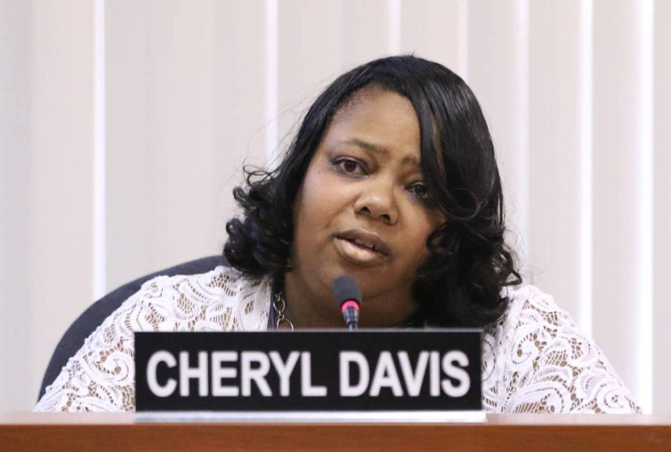 Southern Nevada Regional Housing Authority Resident Commissioner Cheryl Davis speaks during a s ...