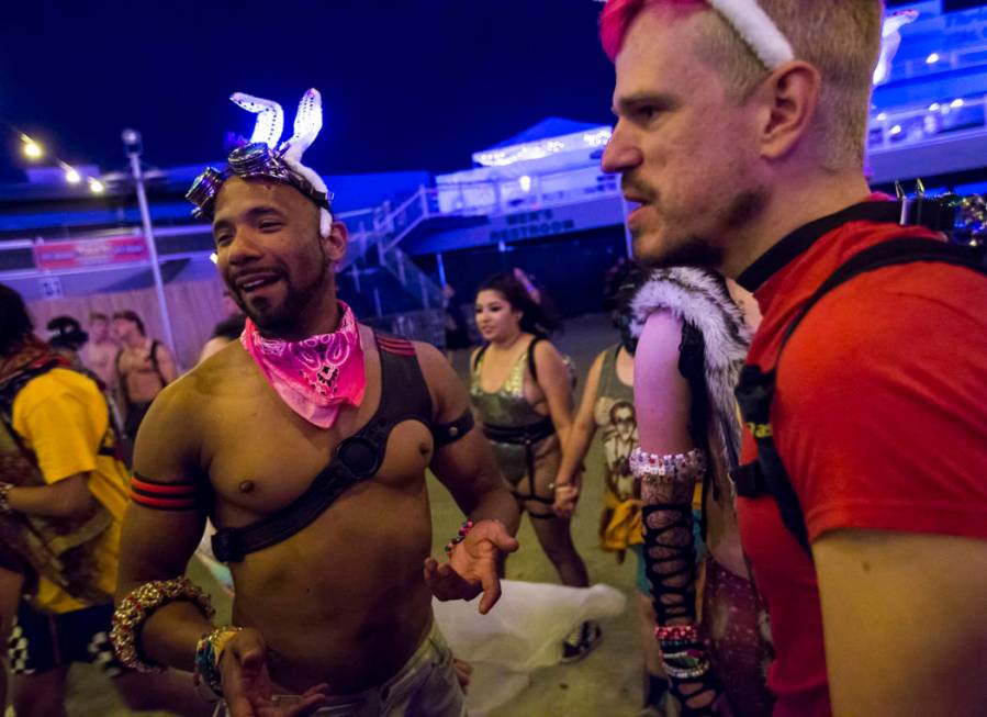 Andrew, left, and Ray H. during the second day of the Electric Daisy Carnival at the Las Vegas ...