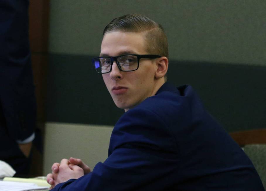 Kody Harlan, 17, appears in court at the Regional Justice Center on Wednesday, July 31, 2019, i ...