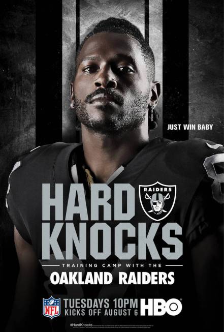 Raiders' Antonio Brown featured on an HBO poster for their upcoming series "Hard Knocks" featur ...